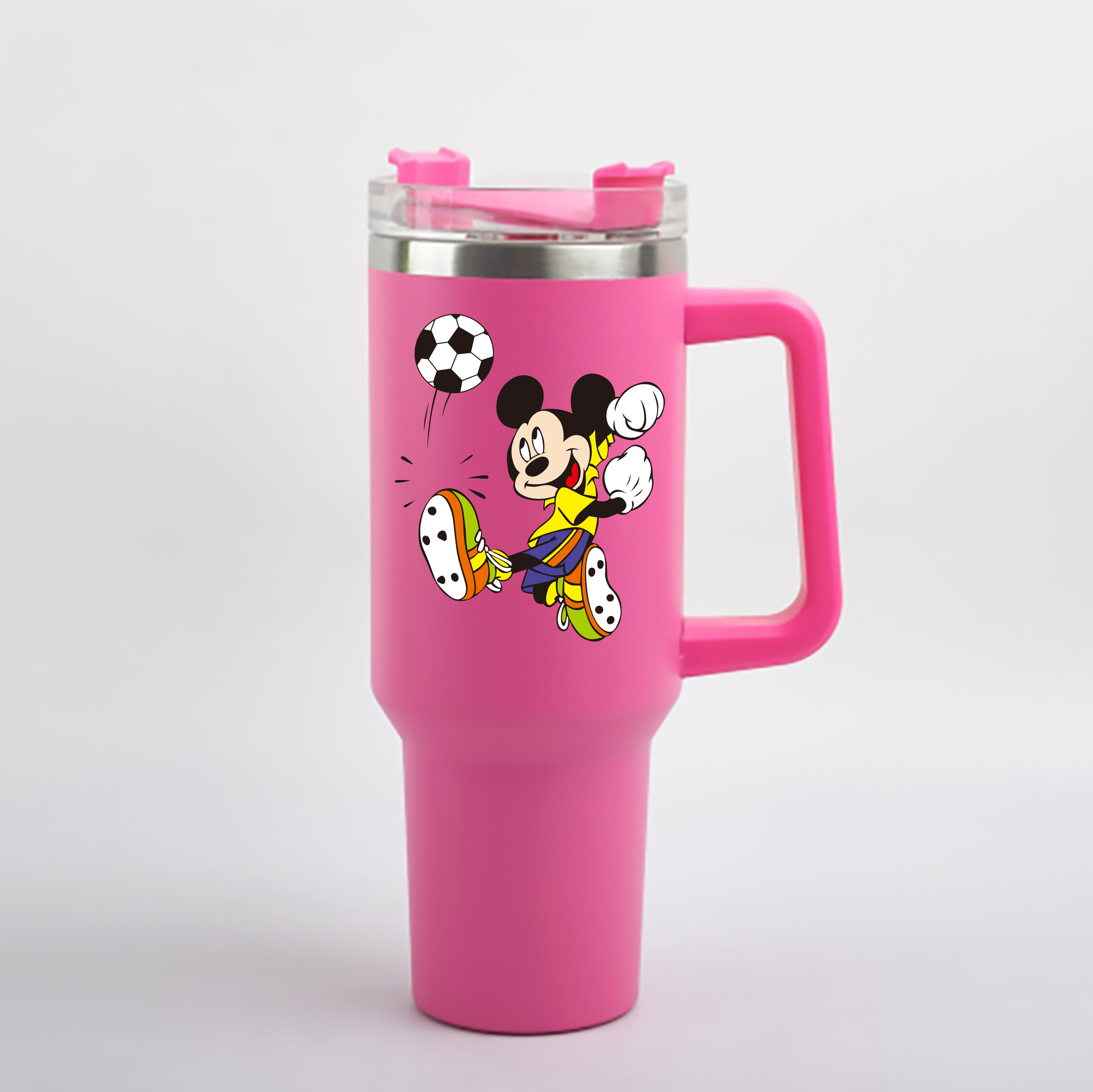 （画像用） ミッキーマウス Mickey Mouse 1200mL車用タンブラー - クリスタルステッカー（プラスチックストロー付き）